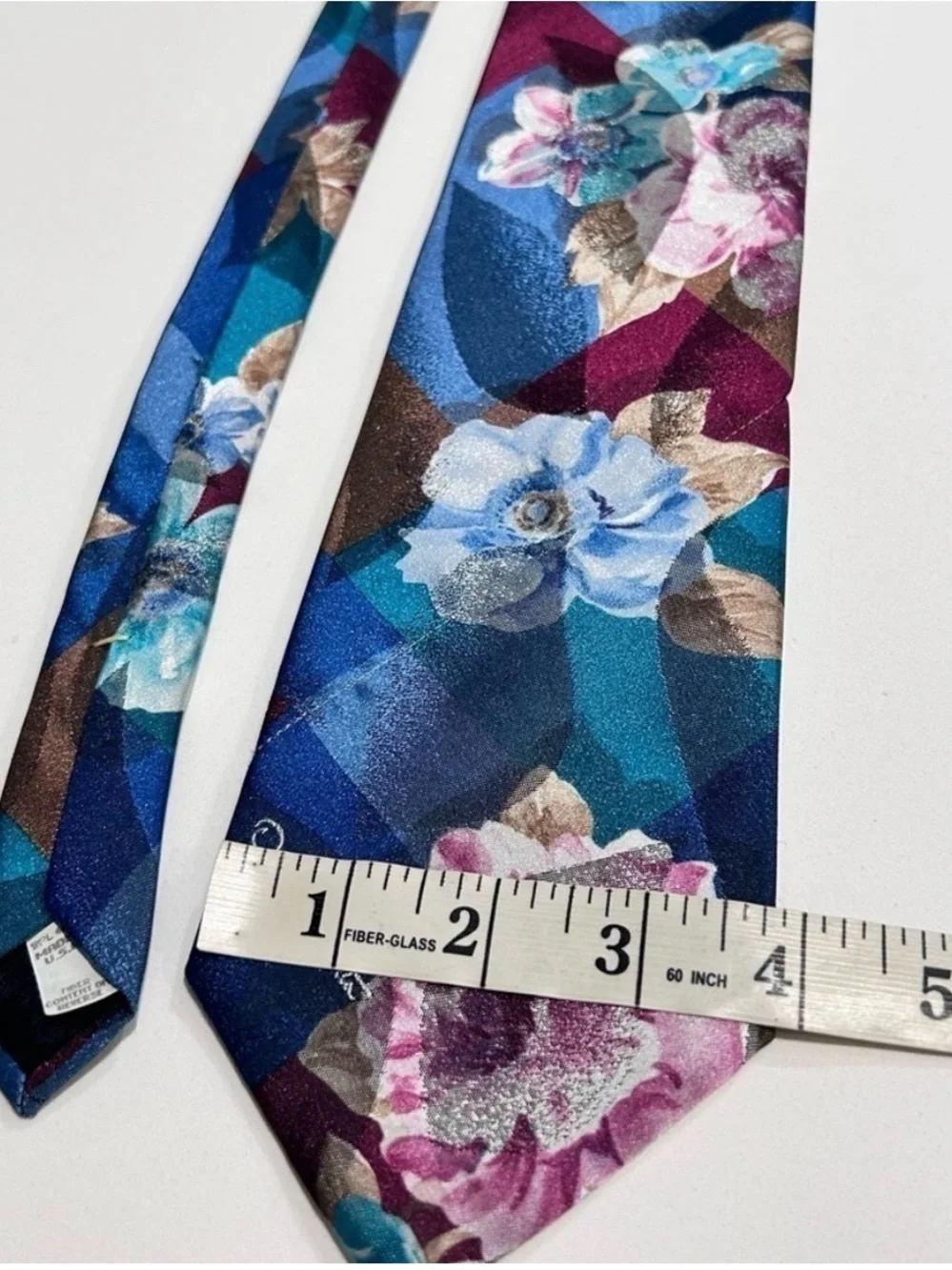 Oscar de la Renta Teal Blue Floral Silk Scarf